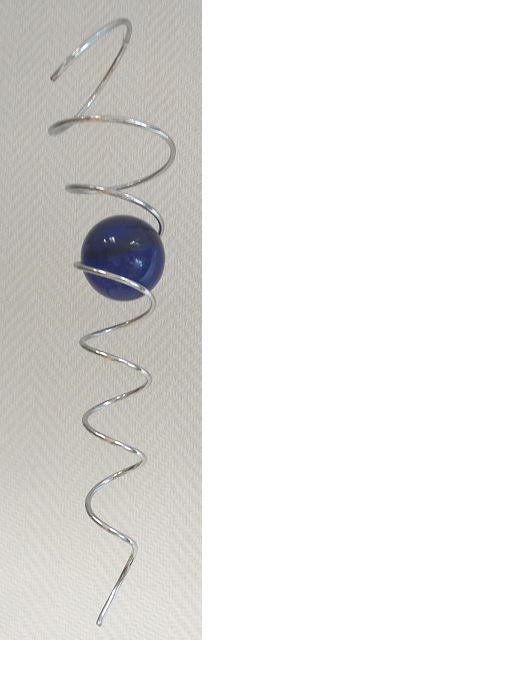 Metallspirale mit Glaskugel Blau